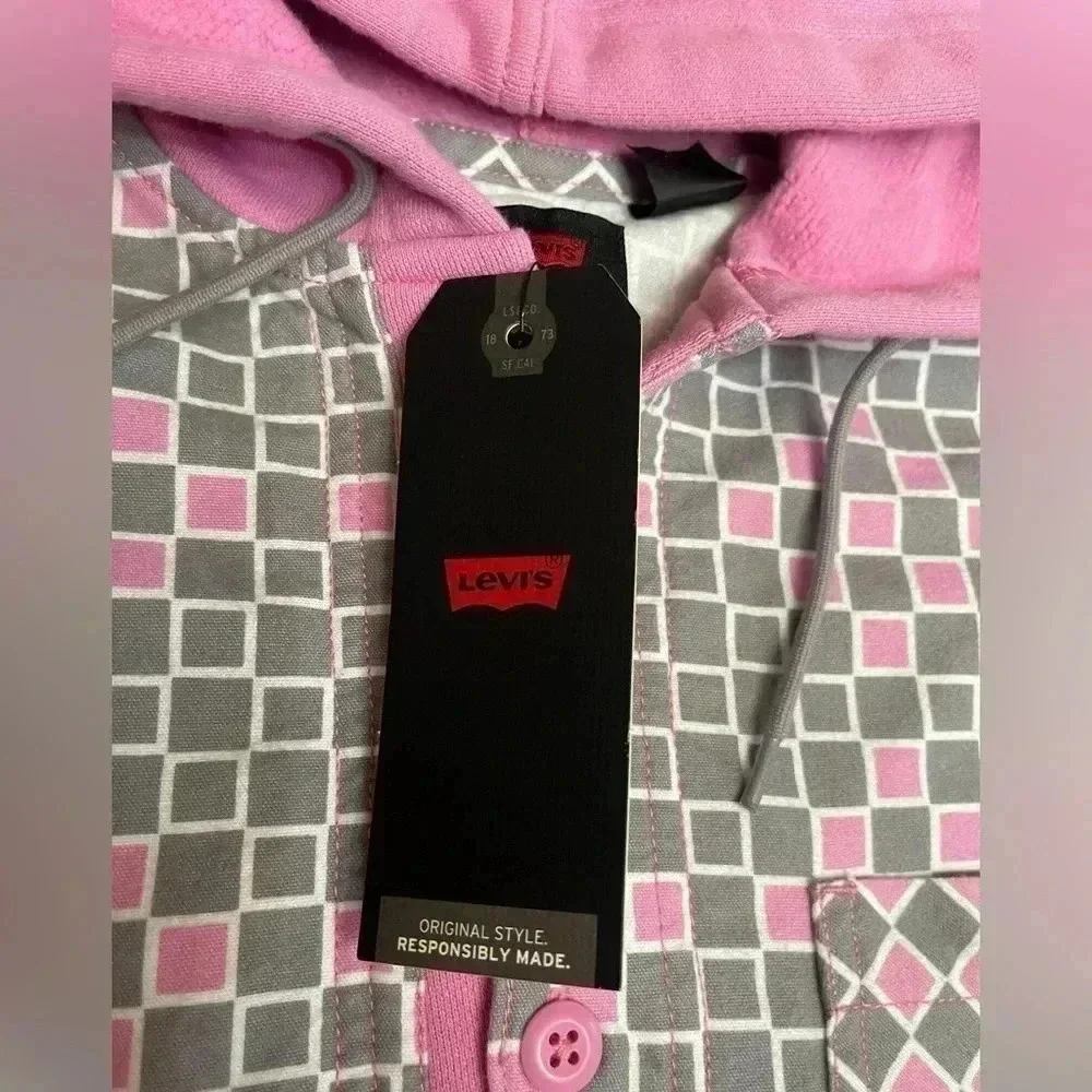 Levi's Skateboarding Hoodie Pink Gray Heavyweight Sweater Mens Size M New